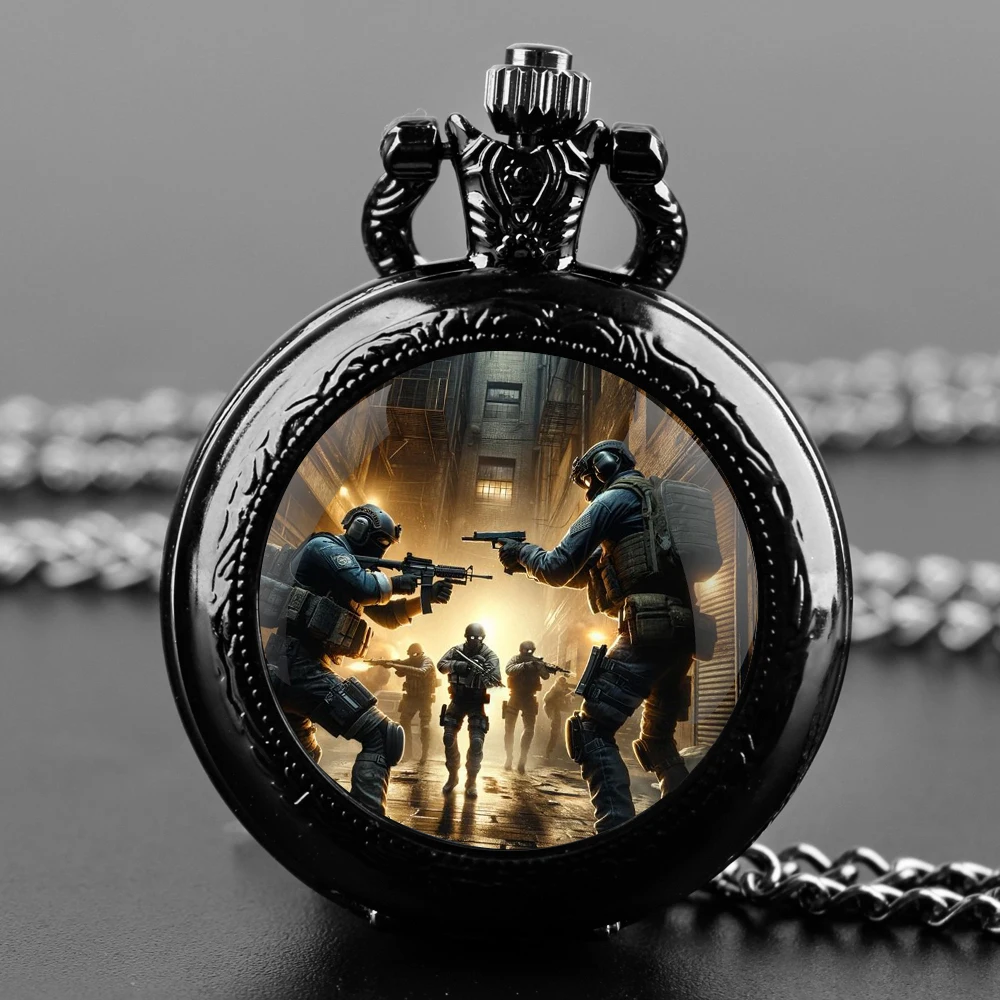 Game Unique Gifts Vintage Arabic Numerals Quartz Pocket Watch Necklace Pendant Clock Chain Mens Women Birthday Gift for Kids