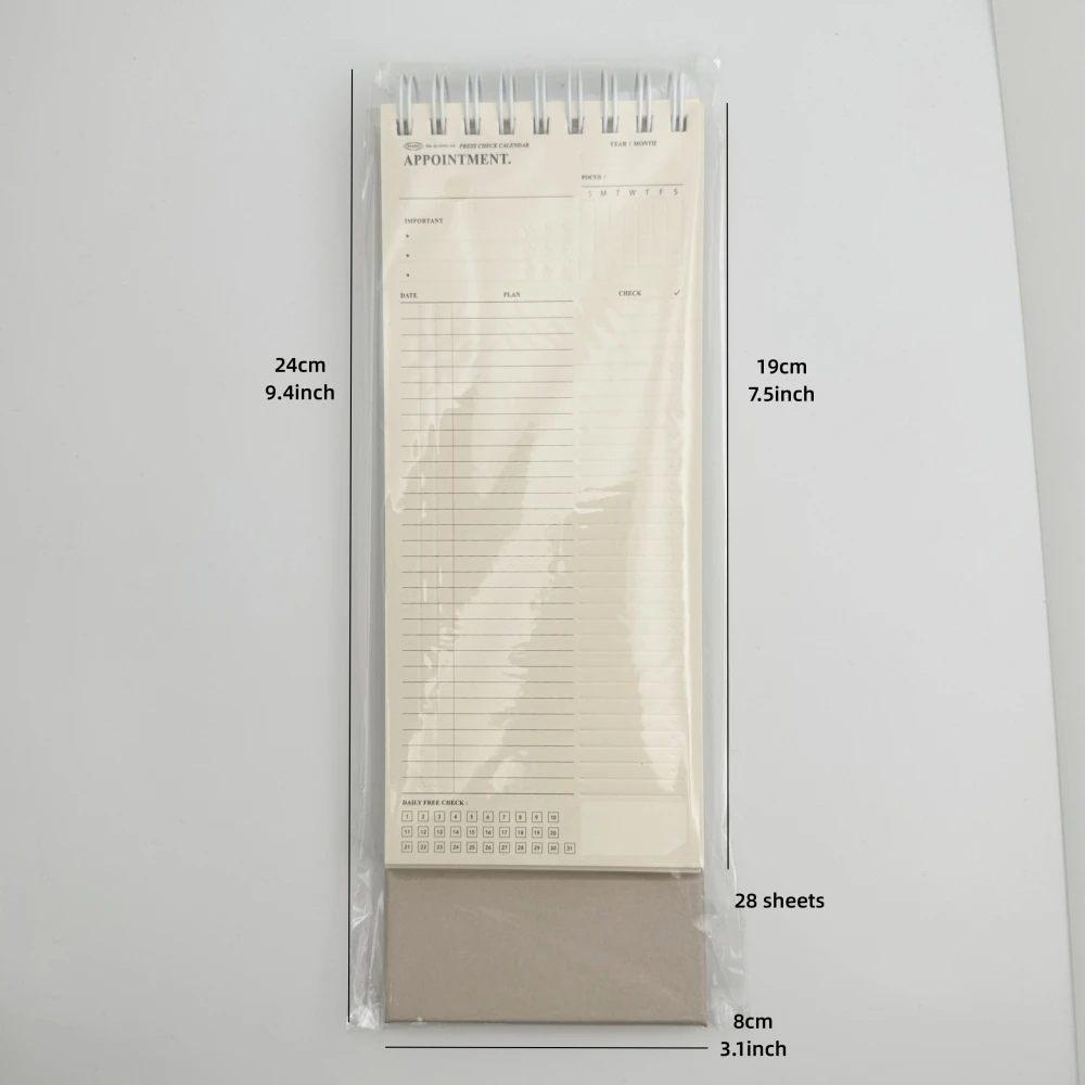 Press Check Calendar Type Monthly Plan Book Appointment Agenda Schedule Checklist Memo Notebook Office School F7513