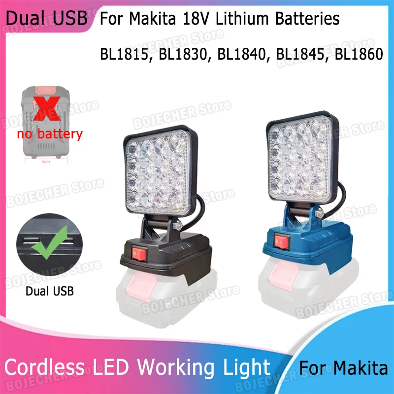 

Для Makita 18 В литиевая батарея беспроводной светодиодный рабочий фонарь BL1830 BL1860 уличный фонарь фонарик лампа для кемпинга аварийное освещение