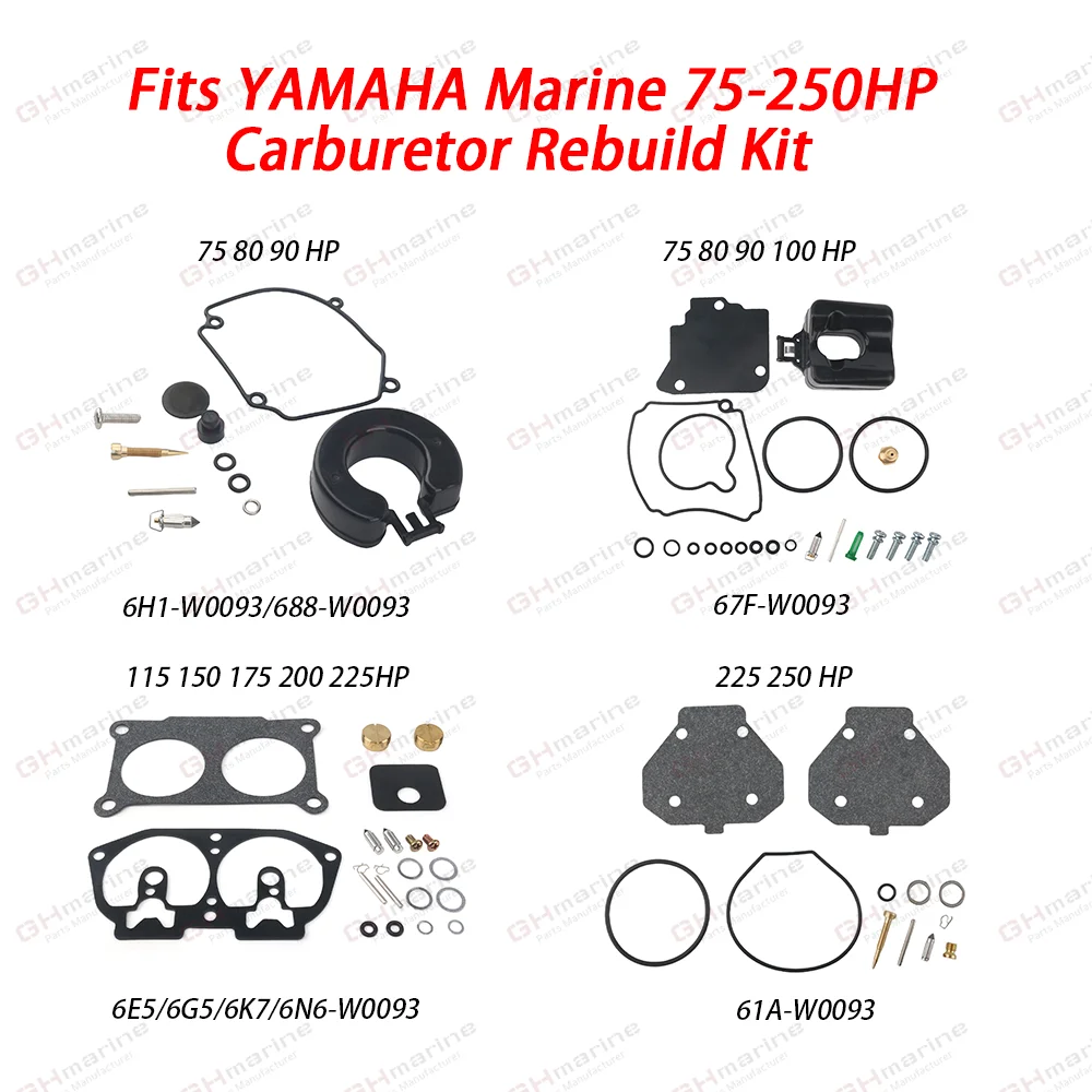 

Carburetor Rebuild Repair Kit w/ Float For YAMAHA Marine 75 80 90 100 115 150 175 225 250HP 61A 6H1-W0093 67F-W0093 6E5-W0093
