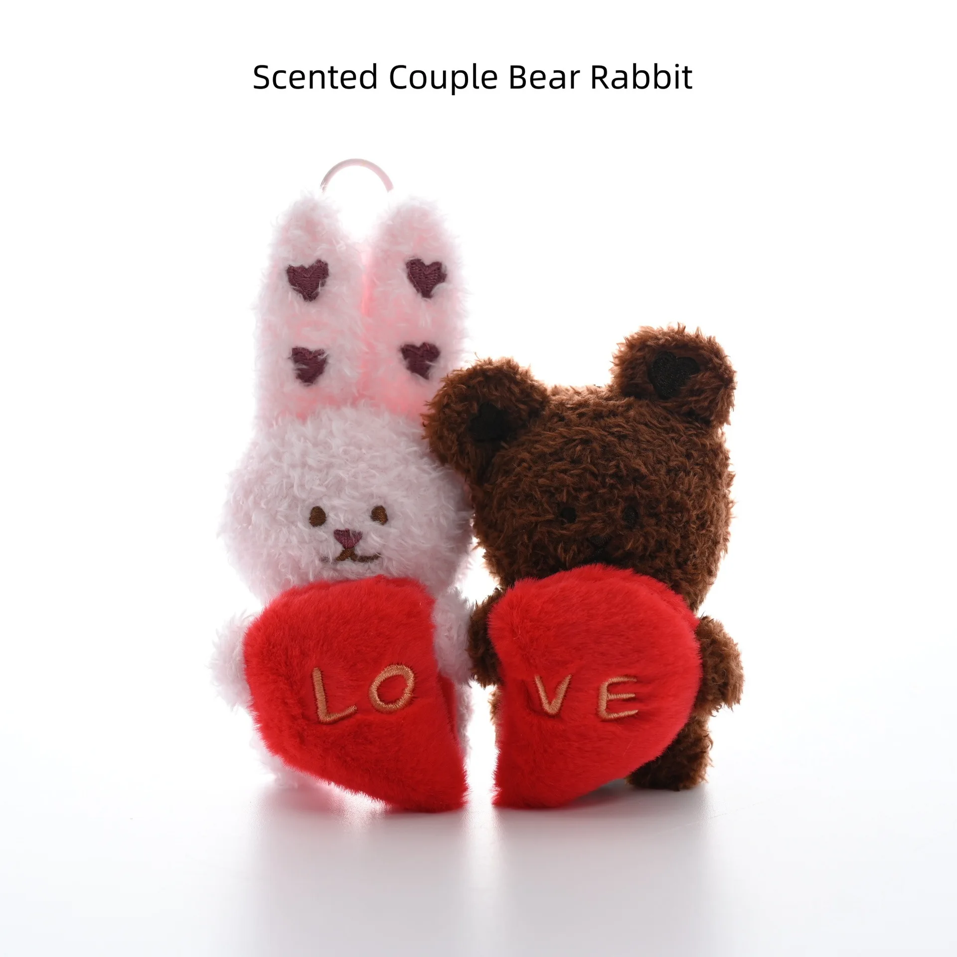 1 زوج المعطرة زوجين الحيوان أفخم دمية لعبة قلادة المفاتيح الكرتون الدب الأرنب ظهره ديكور قلادة المفاتيح زوجين هدية