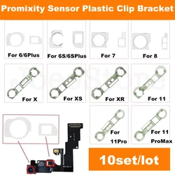 10set Vorne Kamera Proximity Sensor Kunststoff Halterung Halter Clip Für iphone 5 5s 5c 6 6S 7 8 Plus X XR XS 11 Pro Max Ring Kappe