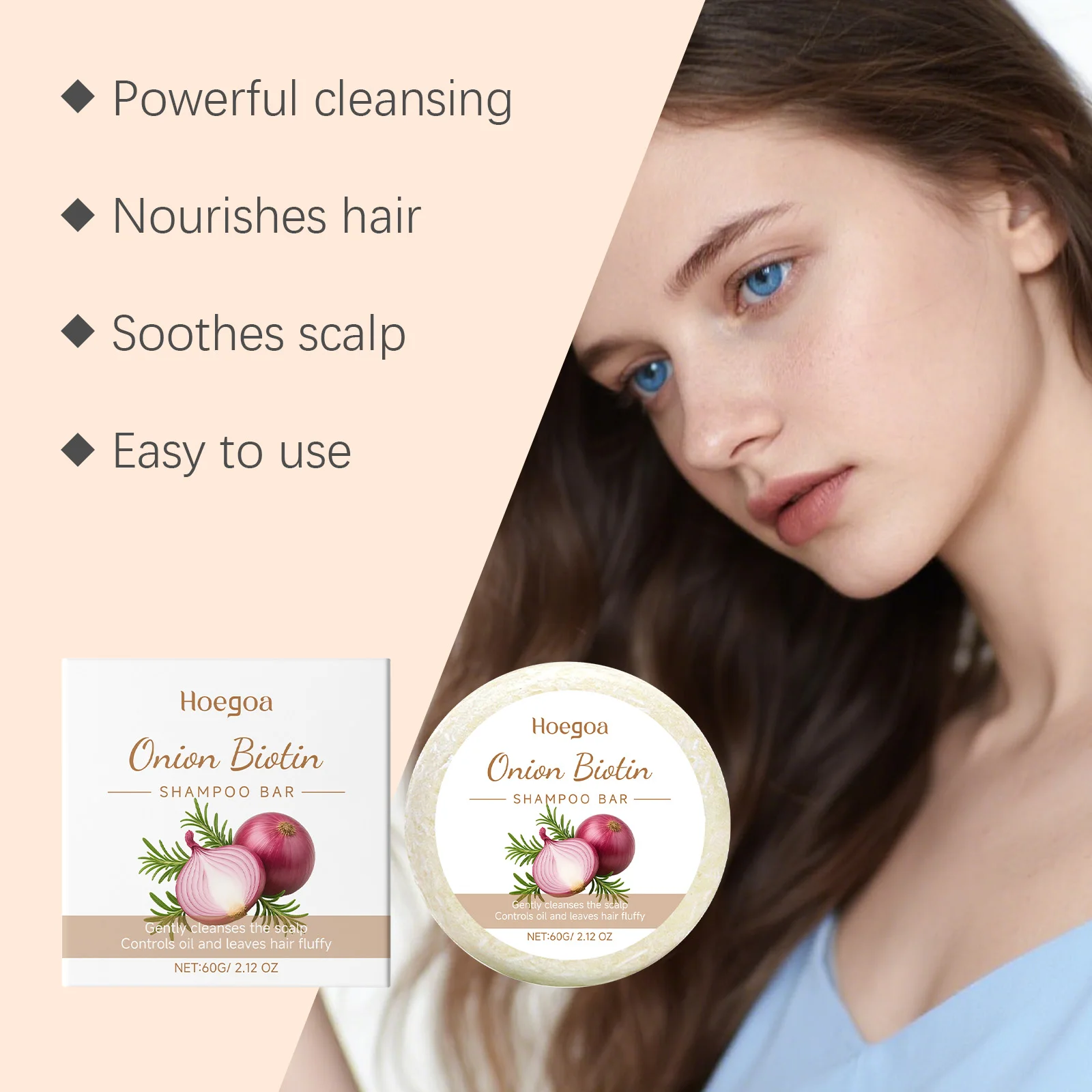 Red Onion Biotin Shampoo Bar With Rosemary Extract Gentle Anti-dandruff Oil Control Refreshing Scalp Cleansing Hair Care Bar