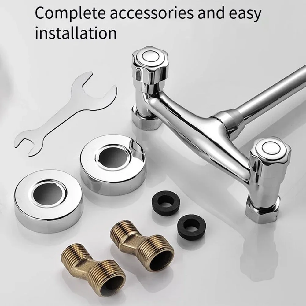 Wall Mounted Kitchen Mixer Tap Double Handle Kitchen Faucets Cold and Hot Water Tap 360 Rotation Sink Faucet Kitchen Accessories