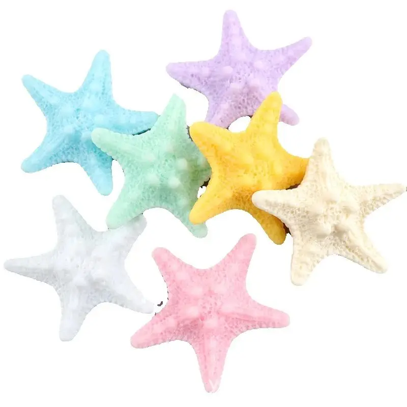 10Pcs Summer Kawaii Cartoon Starfish Resin Decoration Charms Junk Phone Case Diy Hiarpin Storage Box Parts Keychain Pendants