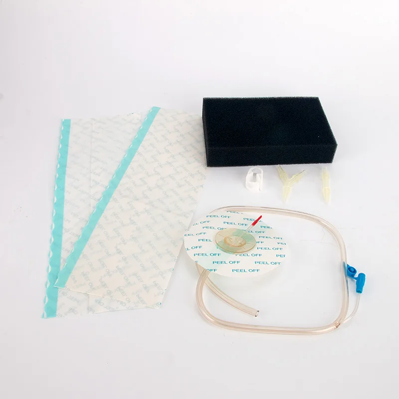 20×10cm-ネガティブプレッシャー創傷治療用ドレッシングキット（黒色フォームチューブパッド、透明フィルム、i-yコネクター付き）創傷ケア用
