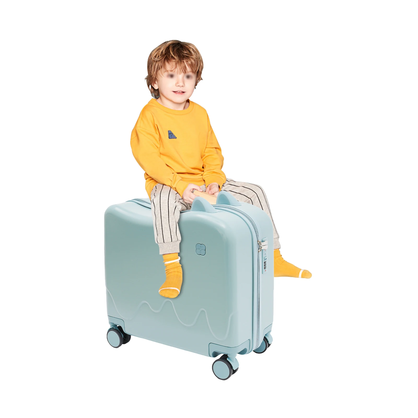 

18" Kids Ride-On Suitcase Children's Rolling Luggage Case with Password Lock Portable Cute Scooter Suitcase Ideal for Travel