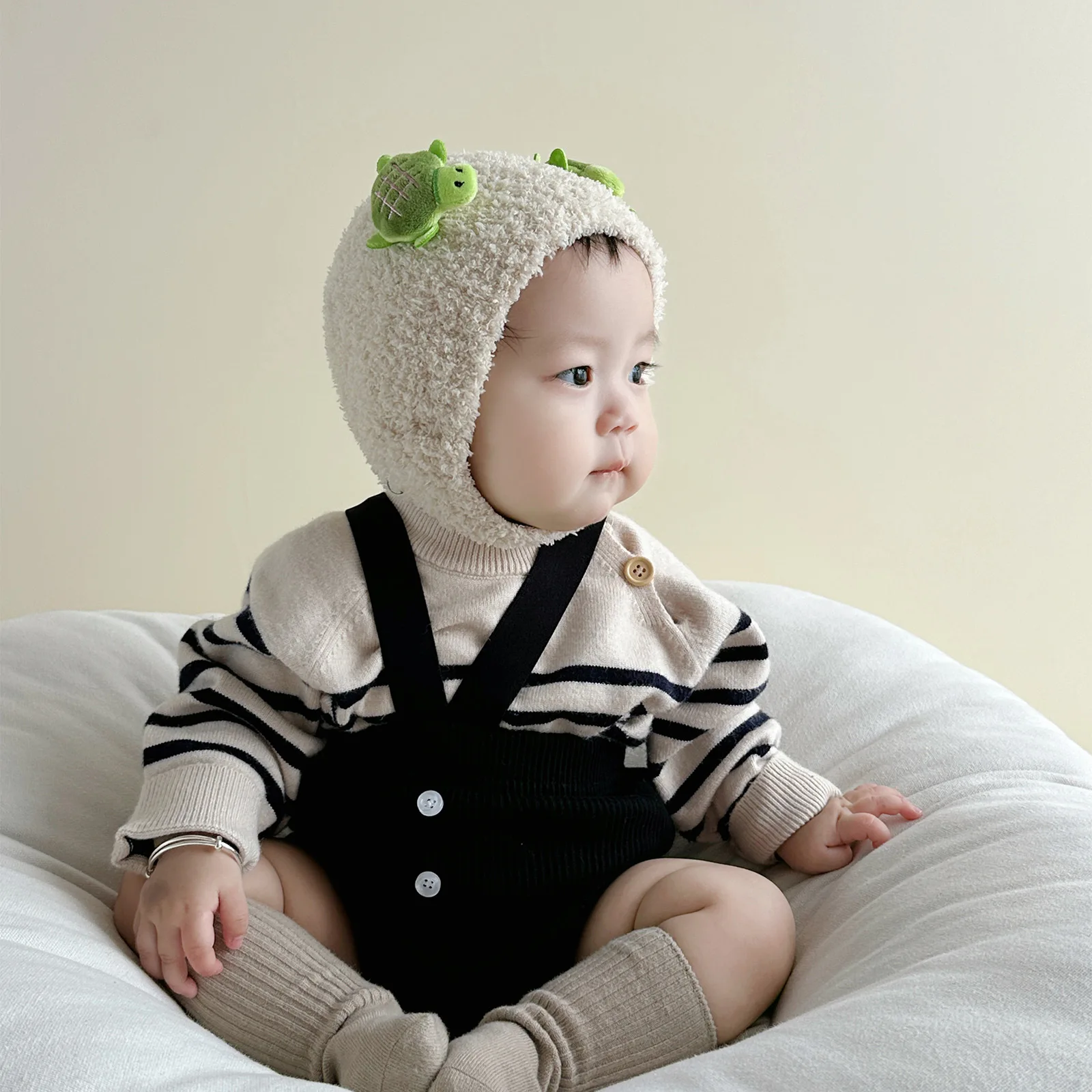 Infant Winter Warm Hat Turtle Version Polar Fleece Cartoon Pullover Hat Single Layer Super Soft 3-24 Months