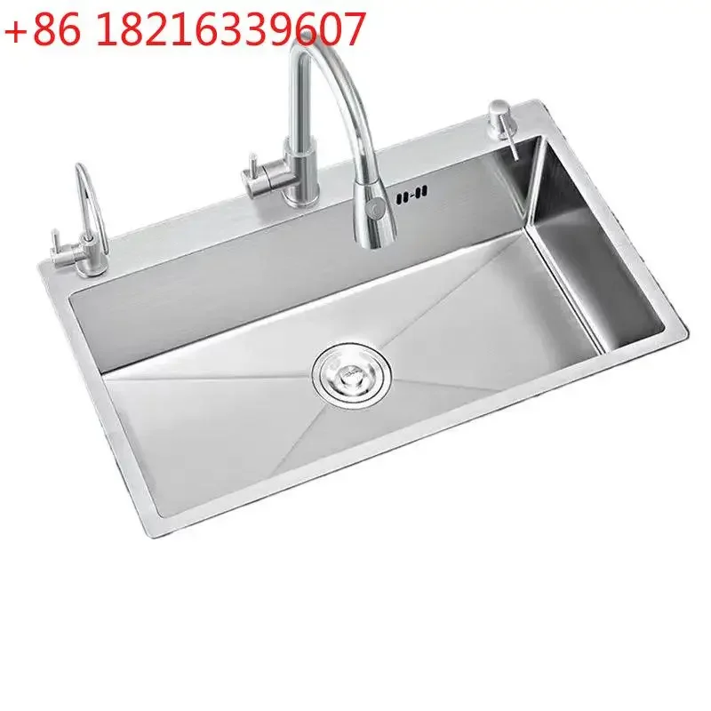 TAO A complete set of new silver stainless steel sinks with tool holders and thickened large single slots for home use.