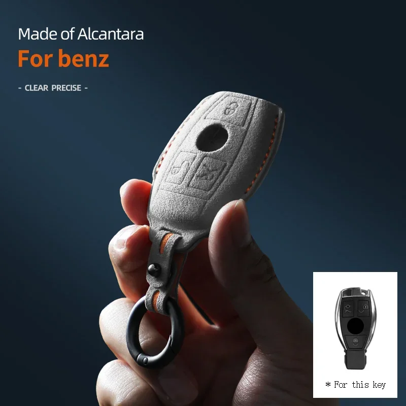 

For Mercedes Benz CLS CLA GL R SLK AMG A B C S Class Car key case Alcantara Suede Smart Remote Keychain Protector Accessories