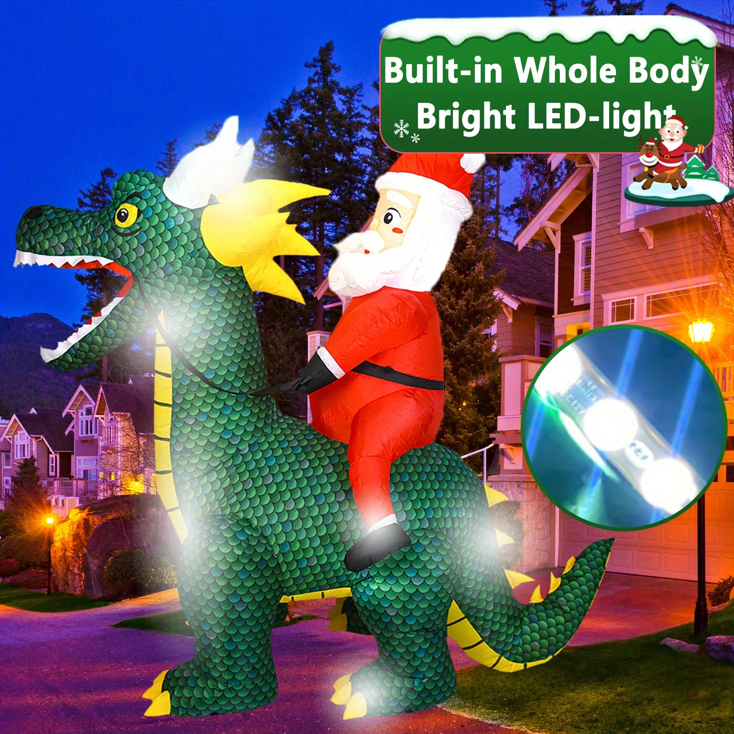 Inflatable Santa Dinosaur Decoration 6