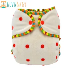 ALVABABY Bamboo Fitted Diaper Reusable Cloth Nappy Easy to Use Night Diaper for Baby