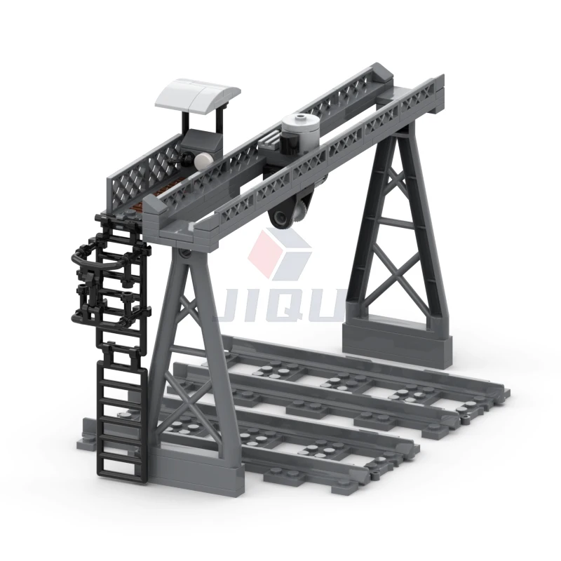 Railway Overloading Crane Model Set Building Blocks Gantry Crane Compatible 53401 Track Parts City Train MOC Bricks Kid Toy Gift - view 4