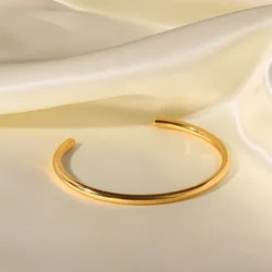 Latest Design Stainless Steel Minimalist Open Design Cuff Bangle 18K Gold Plated Open Bangles Jewelry for Women