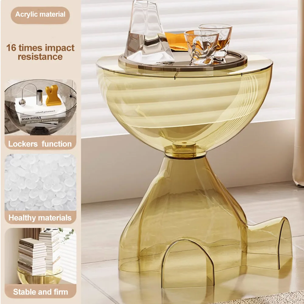 Transparent  Living Room Sofa Side Table Bedroom Bedside Table Home Bedside Small Ornaments Storage Rack Sofa Small Side Table