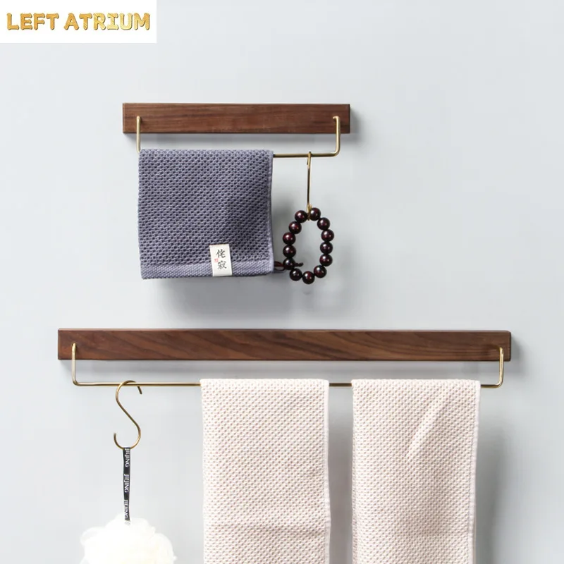 Household Accessories Hook Coat Stand Bathroom Brass Towel Rack Backdrop Hanging Decoration Wood Walnut Hanger Beech Room Simple
