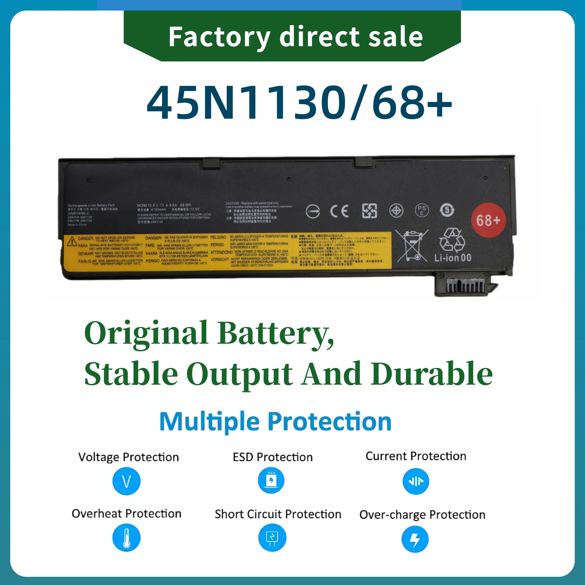 Factory Direct! For Lenovo ThinkPad T440S T440 X250 T450S X260 S440 S540 L450 L470 45N1130 68+ Battery 45N1131 45N1127 45N1126