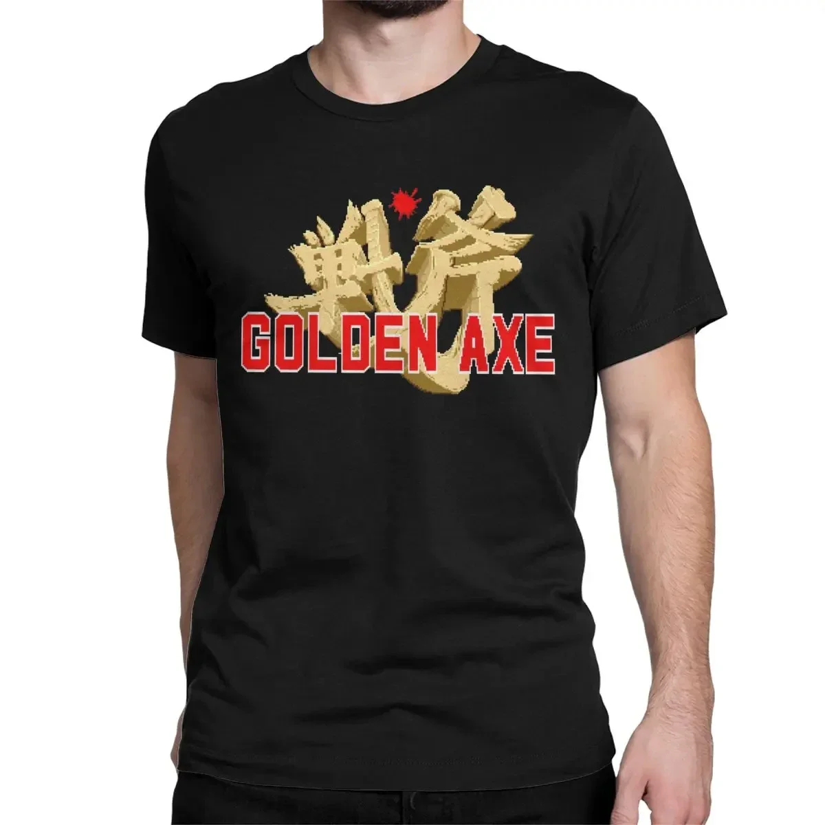 Crazy Golden Axe Genesis Title Screen T-Shirts Men Cotton T Shirt Streets of Rage Vintage Game Shirt Clothing Hunter X Hunter