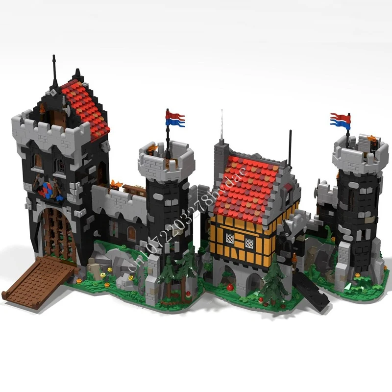 4684 Uds. MOC Castillo Medieval modelo de bloques de construcción Castillo del Caballero Negro ladrillo técnico DIY juguetes de montaje para niños regalos de vacaciones