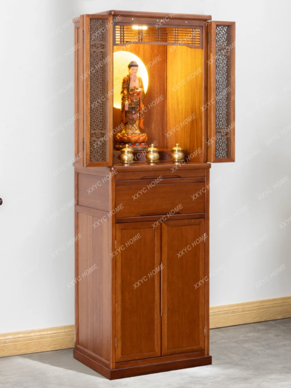 Clothes Closet Modern Light Luxury Buddha Cabinet God of Wealth Cabinet Home Bodhisattva Shrine Table Pear Wood Altar Cabinet