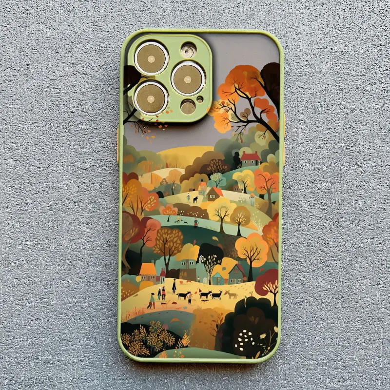Blätter Herbst Waldhaus Handyhülle für iPhone 17 16 12 13 Mini 11 14 15 Plus Pro Max X XS XR 7 8 Schutzhülle – Detail 6
