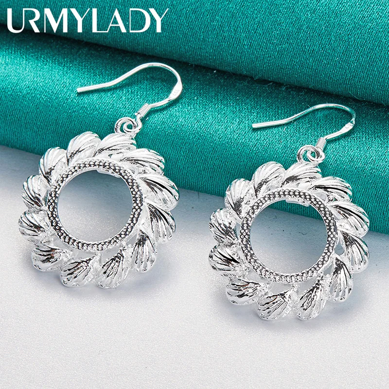 

URMYLADY 925 Sterling Silver Flower Earrings For Women Wedding Engagement Party Fashion Jewelry