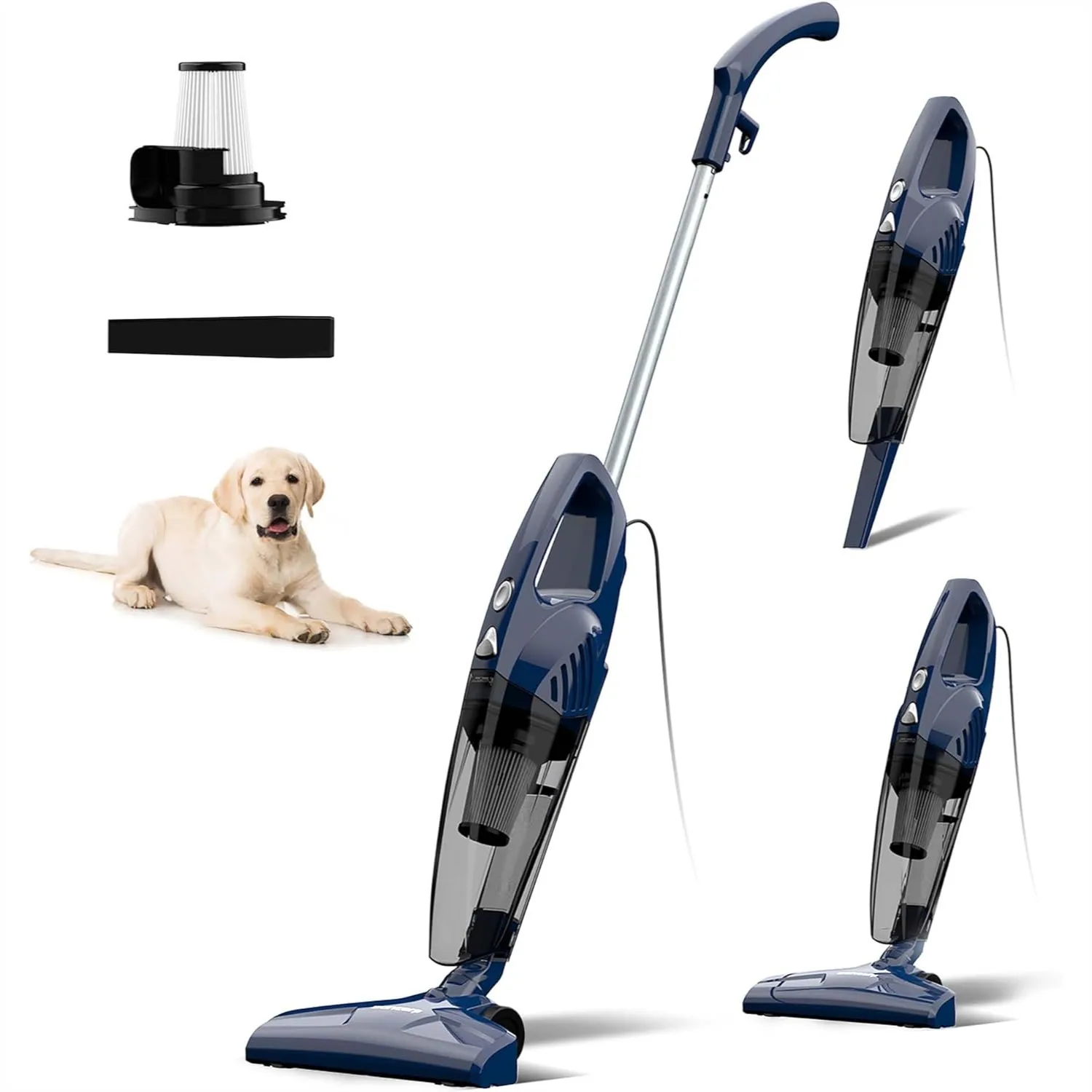 Corded Vacuum Cleaner with 14KPa Powerful Suction, Lightweight Stick Design Converts to Handheld for Pet Hair and All Floors
