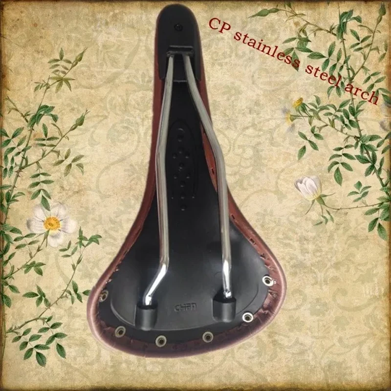 Copper Ingot Retro Saddle Brown Artificial Leather Vintage Bicycle Saddle Brown Saddle