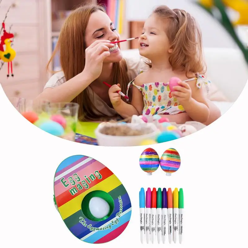 

DIY Egg Decorating Kit Real Eggs Spinner Machine with Accessories Easter Drawing Toy Set Children Play Arts and Crafts for Kids