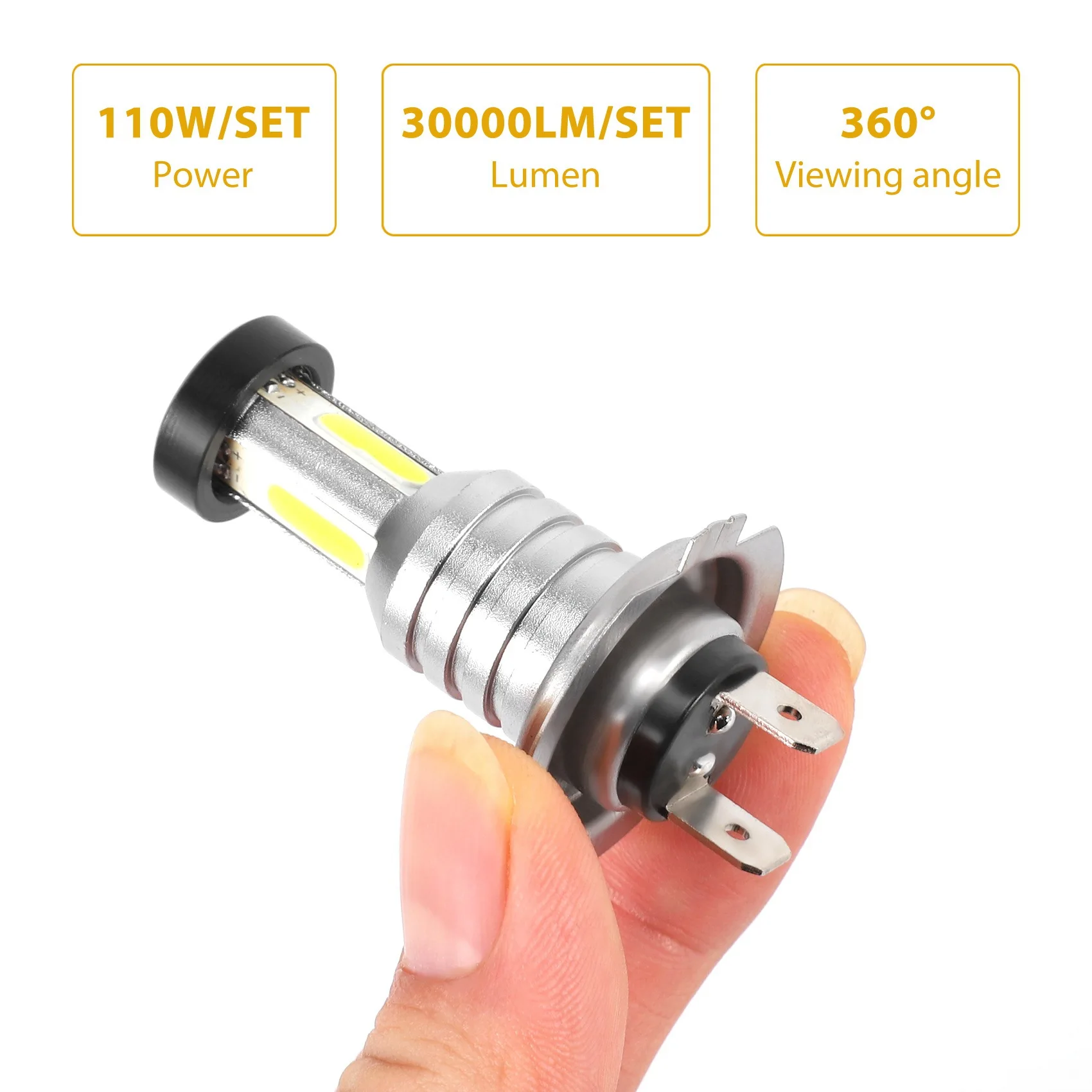 AT77 2X H7 Комплект светодиодных ламп для фар дальнего ближнего света 100 Вт 30000LM Супер яркий 6000K Белый