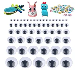 Black Self-Adhesive Wiggly Googly Doll Eye Movable Simulation Cartoon Animal Eyeball DIY Kindergarten Children Craft Supplies