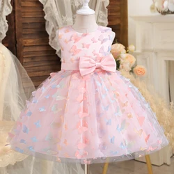 Unicorn Little Girl Dress for Party 3D Butterfly Princess Dress Mesh Tutu Gown 3-8Y Birthday Party Ball Gown Kid Children Clothe