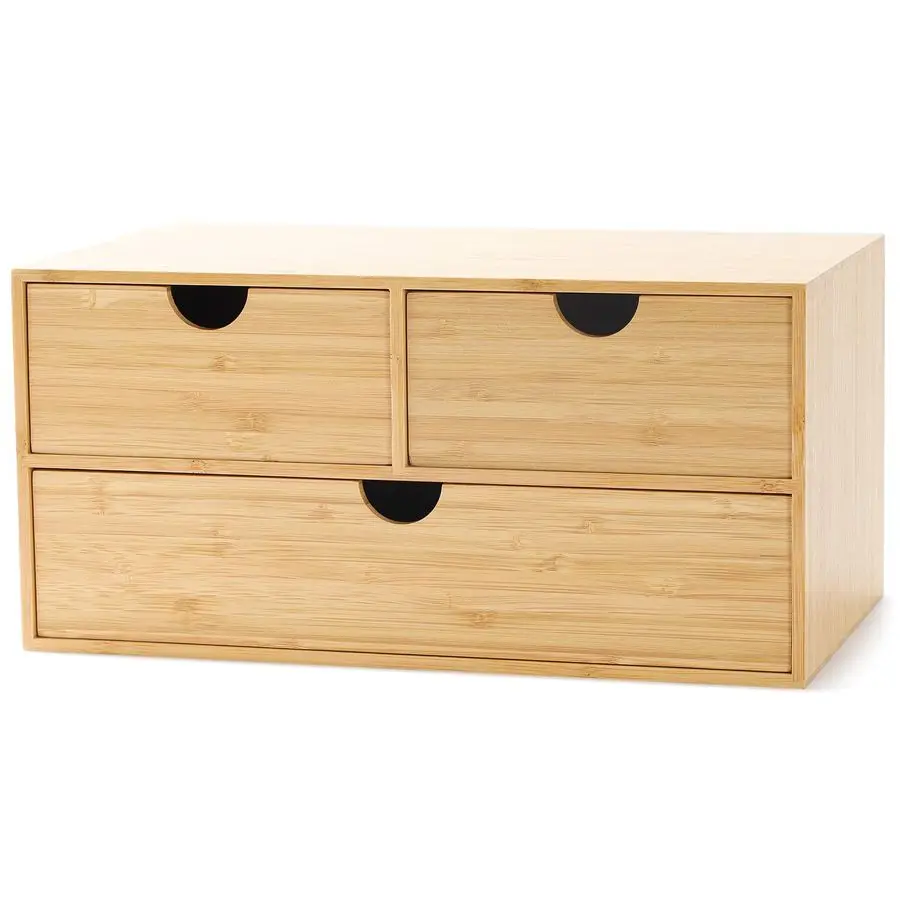 

Bamboo Desk Organizer Mini Desktop Drawer Tabletop Storage Organization Box for Office Home Toiletries Supplies, No Assembly Req