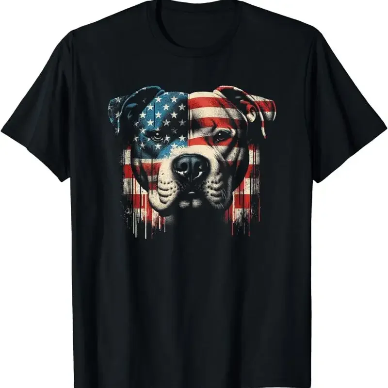 4th Of July American Flag Patriotic Pitbull Terrier T Shirt