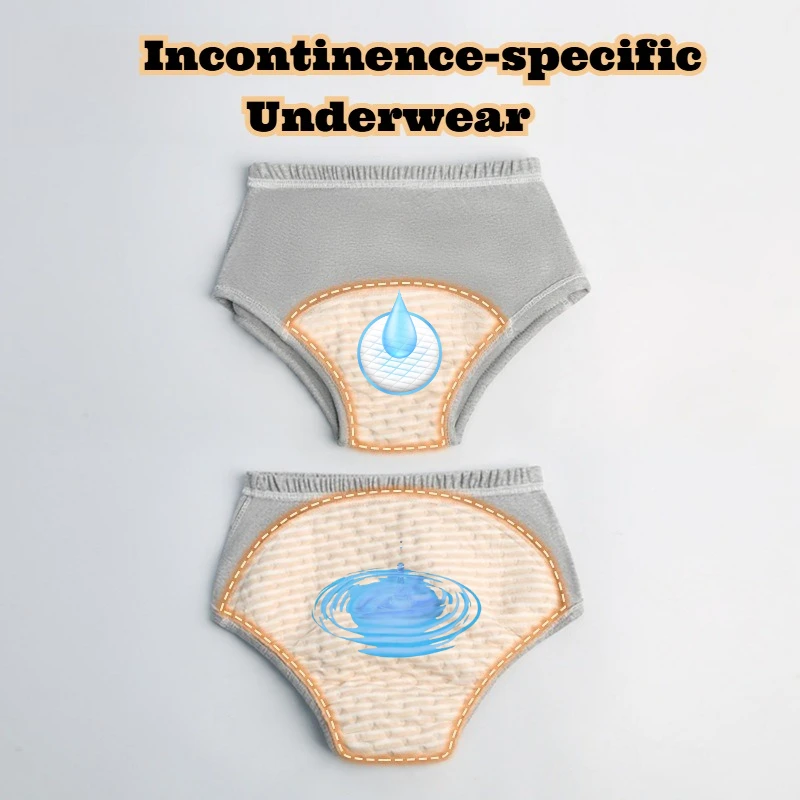 

Incontinence Underwear Elderly Cotton Washable Leak Proof Urine Briefs Adult Reusable Shorts Pants Comfortable Protection Unisex
