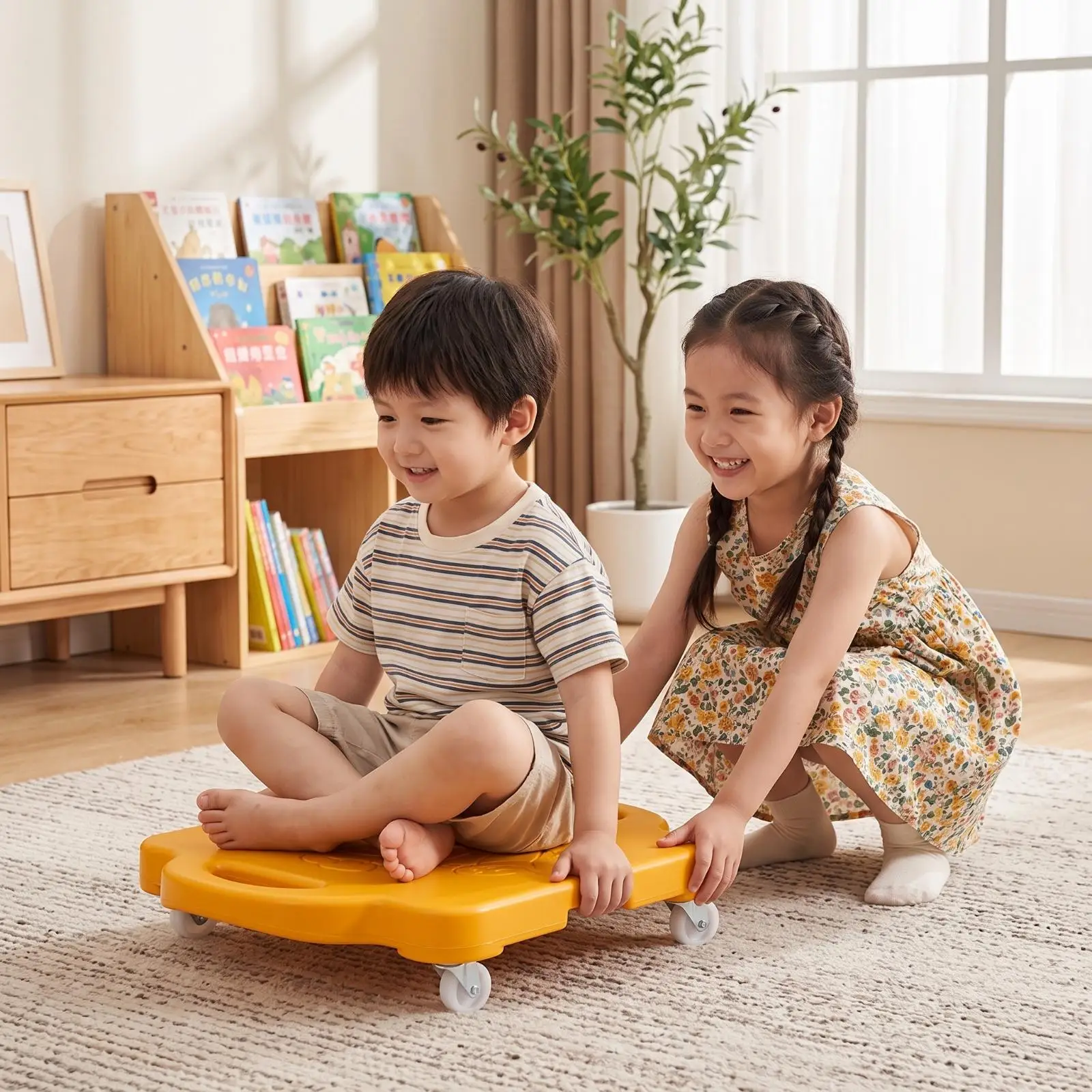 Sensory Balance Scooter Board for Kids with Embossed Pattern PE Plastic Child Coordination Trainer
