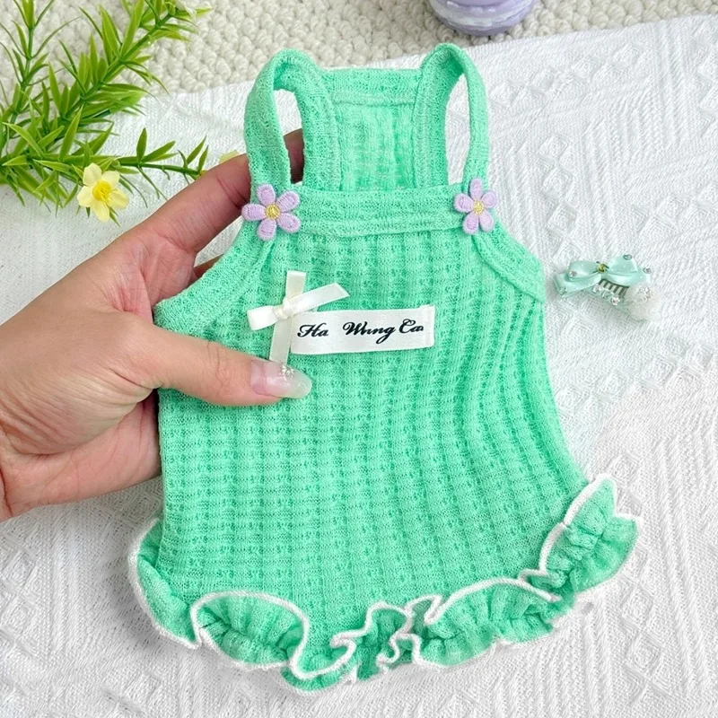 

Maltese Green Suspenders Japanese Munchkin Breathable Vest Summer Thin Pet Dress Female Dog Princess Skirt