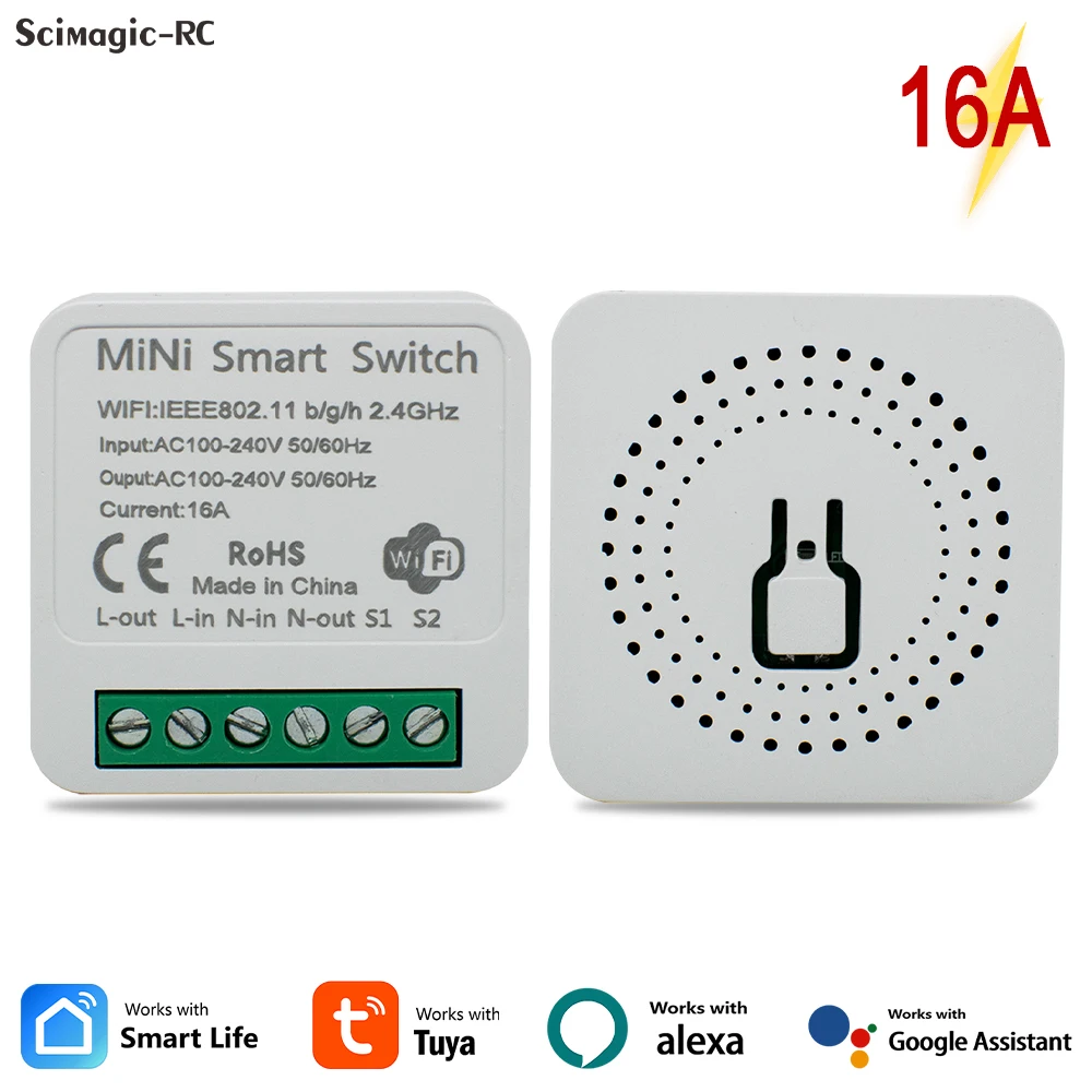 Tuya Smart Mini Switch WiFi Version Power Monitor 2-Way Home DIY APP Remote Timing Control Support Alexa Google Assistant