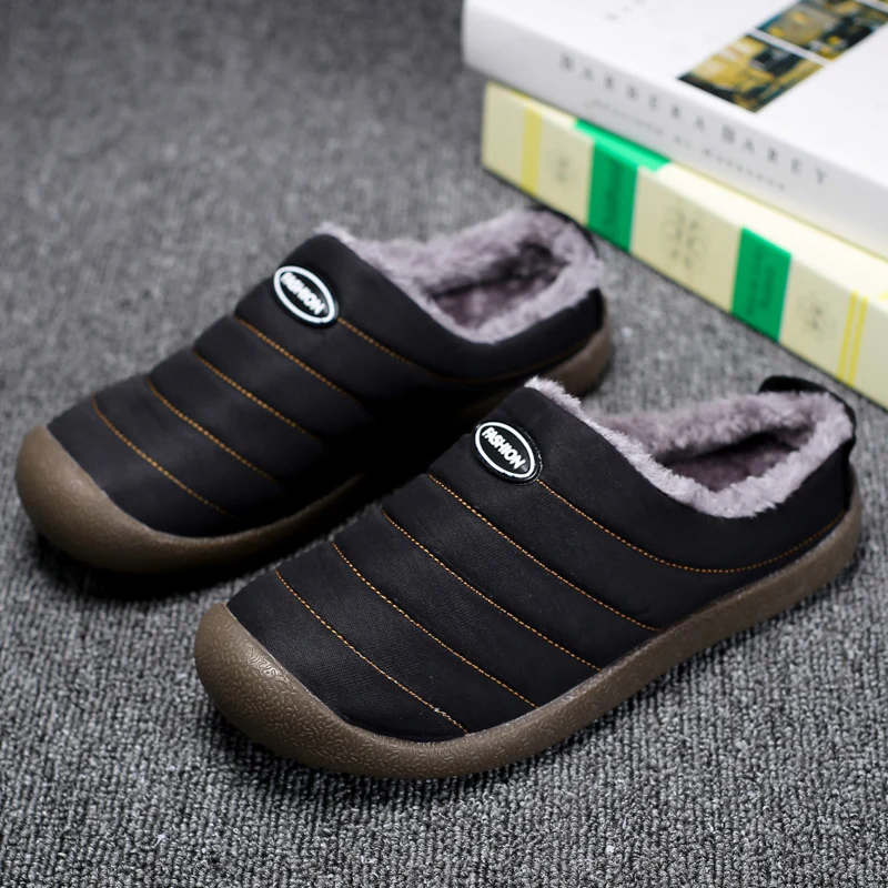 Women's Home Flat Shoes Plush Slippers Men's Casual Cotton Slippers Rubber Soles, Anti Slip Sleeves Lightweight Walking Shoes