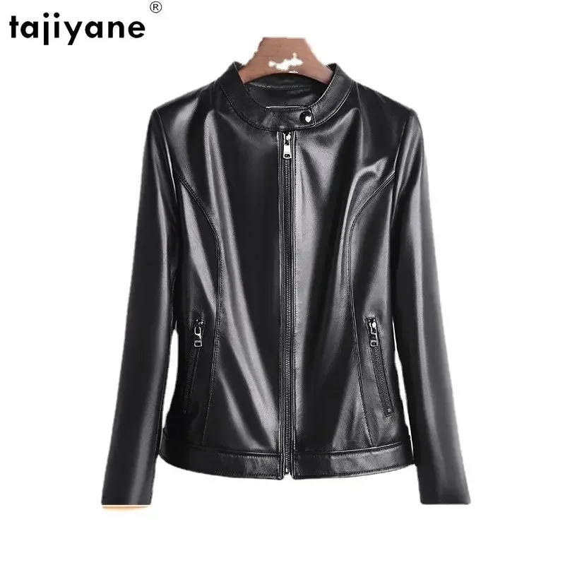 Tajiyane Genuine Leather Jacket Women 2023 Real Sheepskin Coat Stand Collar Short Leather Jackets Women Biker Coats Streetwear