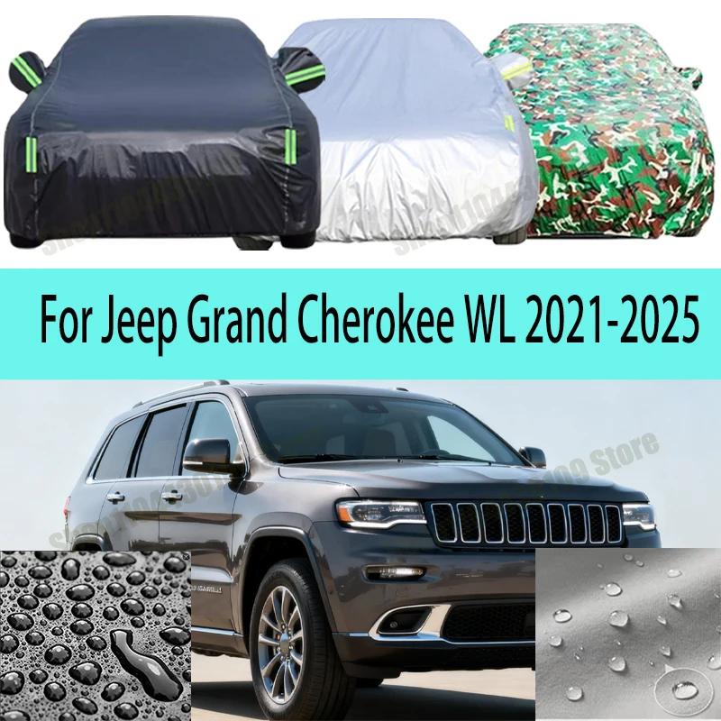

Чехол для автомобиля Jeep Grand Cherokee WL 2021-2025, водонепроницаемый, с защитой от УФ-излучения, всепогодный, пыле- и снегозащитный, от дождя, из полиэстера 190T