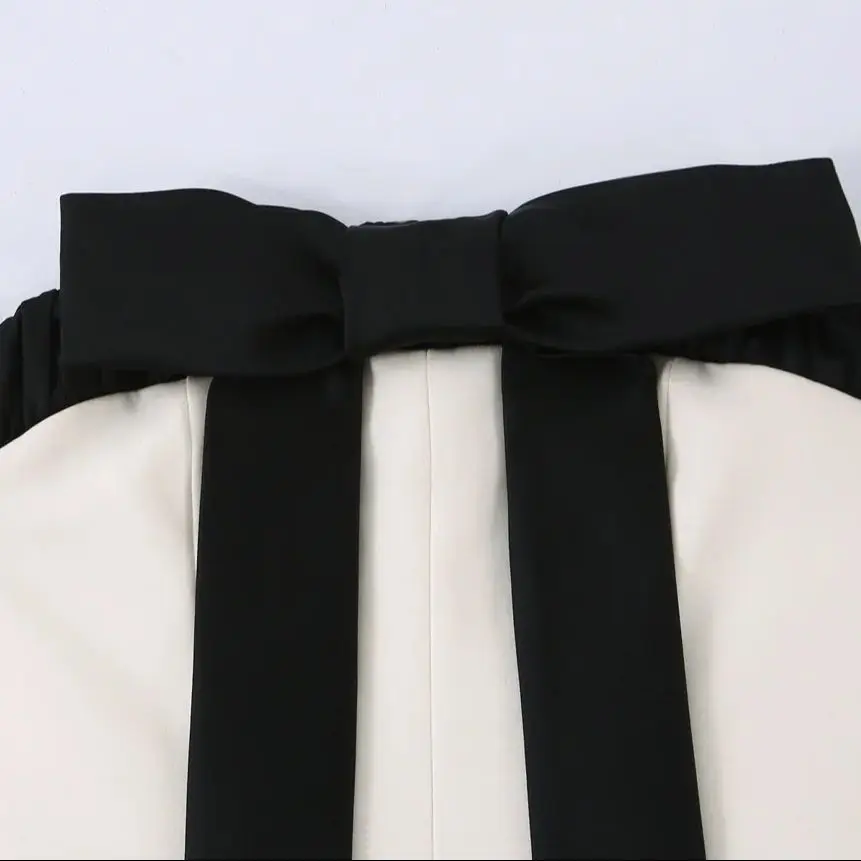 DiYiG امرأة 2025 شتاء جديد موضة القوس زخرفة فستان بدون حمالات أنيق عارية الذراعين سليم صالح كل مباراة الجانب سستة تنورة صغيرة Mujer #3