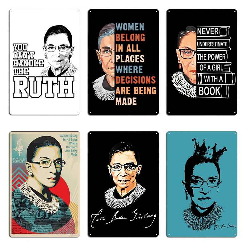 You can't handle the Ruth Ruth Bader Ginsburg Autograph Feminist Icon RBG Metal Plaque Rusty Classic Bar Vintage Tin Sign Poster