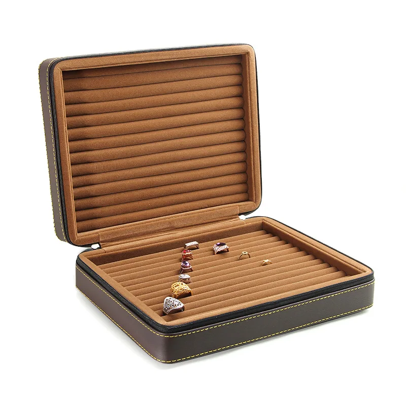 Leather Jewelry Storage Box Desktop Jewelry Organizer Boxes Large Capacity Pendant Organizer Case Women's Ring Collection Cases