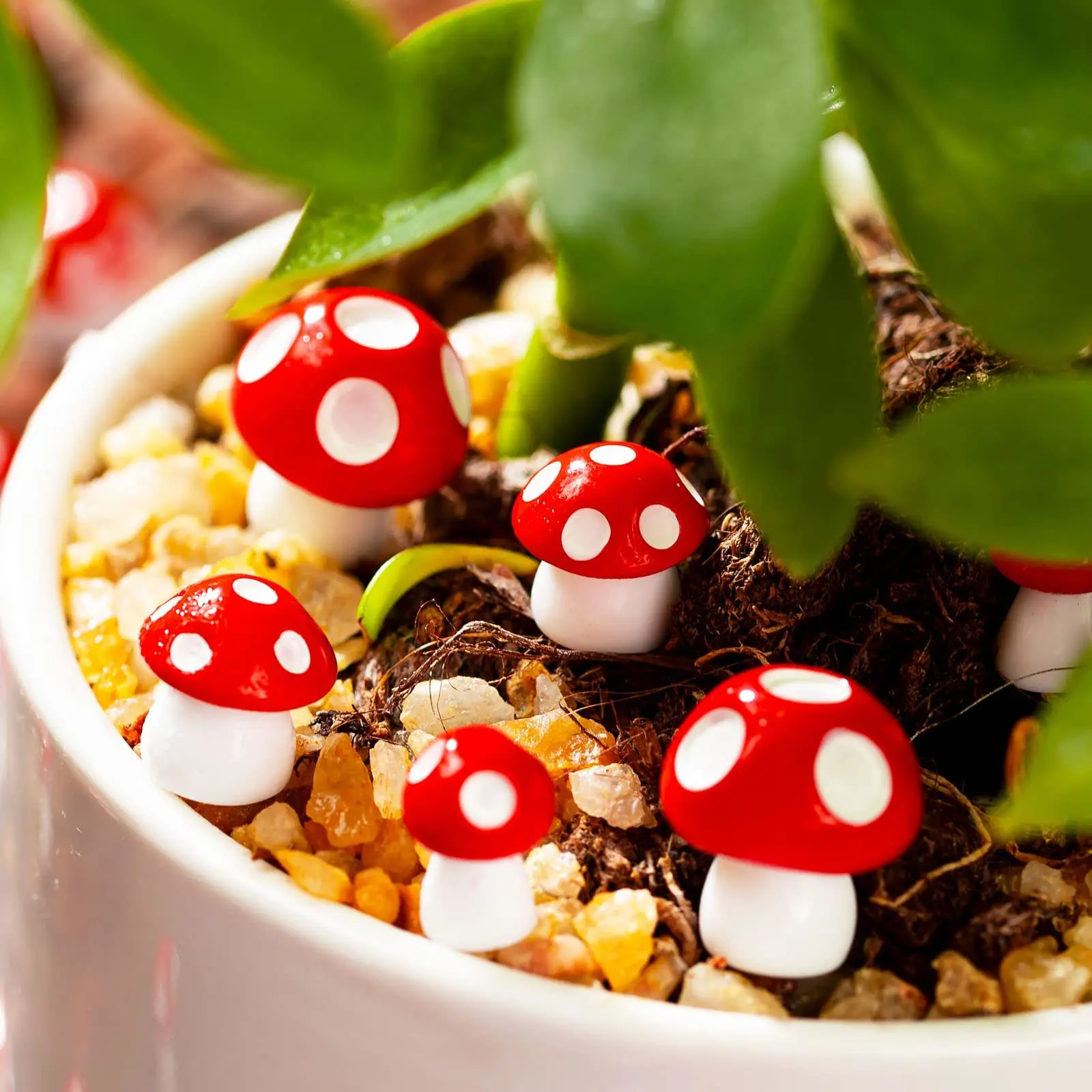 Pieces Mini Mushroom Miniatures Artificial Garden Fairy Bonsai Plant Pot Resin Craft Decoration for Home DIY Micro Landscape