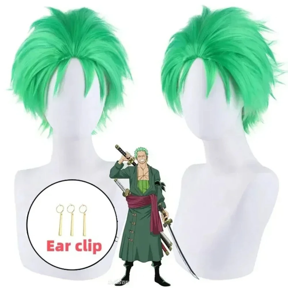 

Anime Slicked-back green wig Short Layer Roronoa Zoro Comic Cosplay Wigs Synthetic