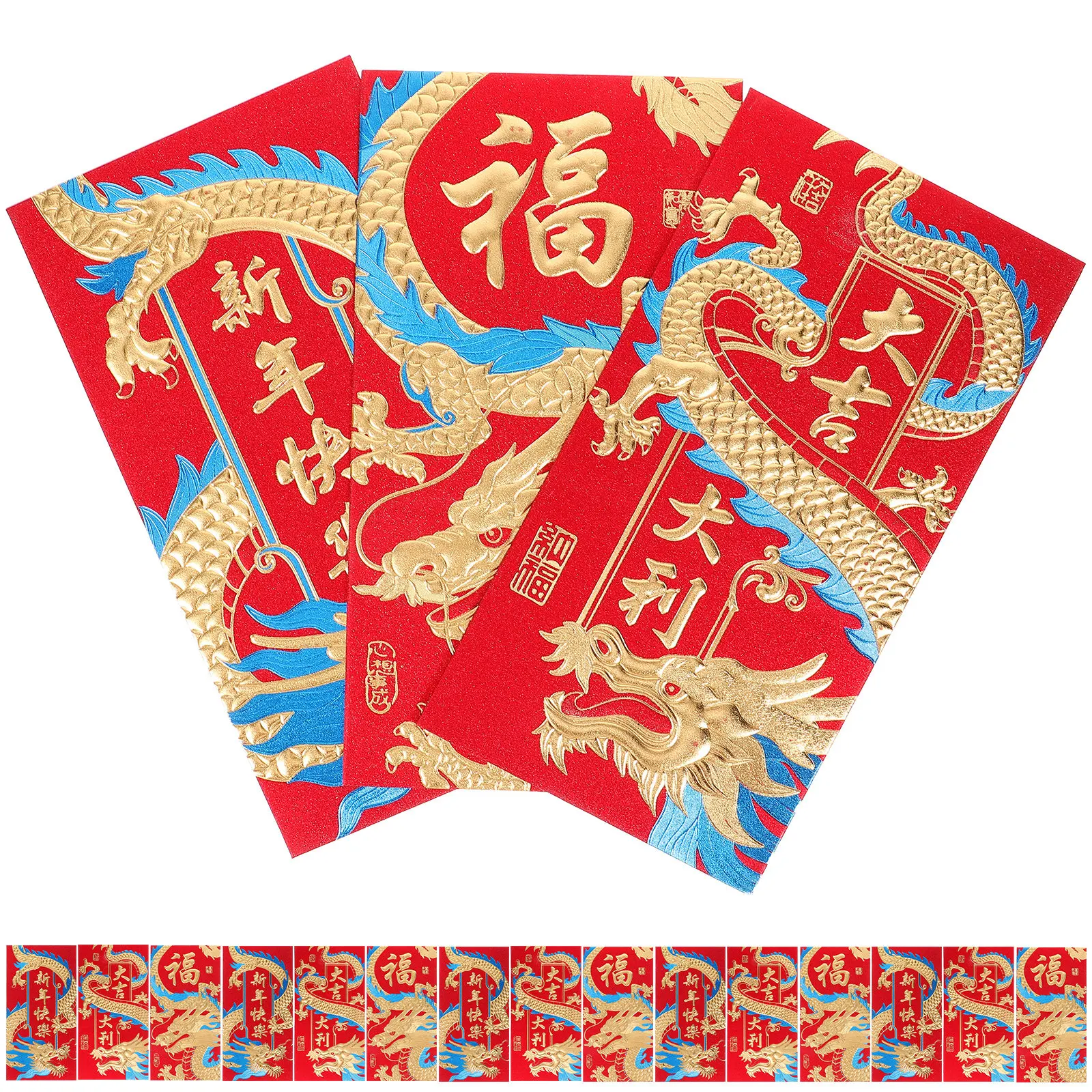 

18Pcs New Year Red Envelopes Chinese Dragon Pattern Lucky Money Envelopes Spring Festival Gift Cash Pockets Creative Red Packets