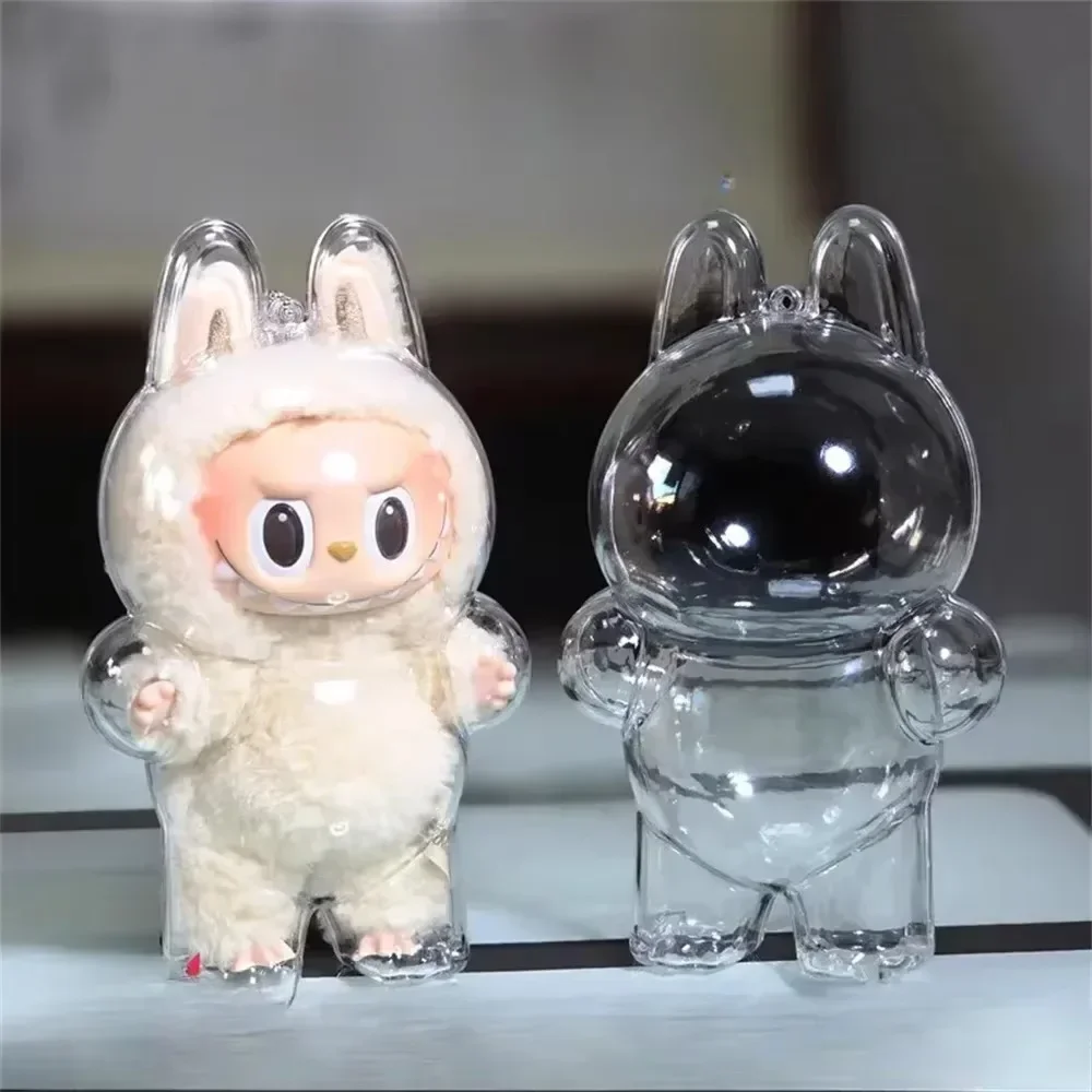 Custodia protettiva in acrilico Shell Scatola organizer trasparente per Labubu Corea Kpop V1 V2 Borsa per bambole addensata Borse portachiavi
