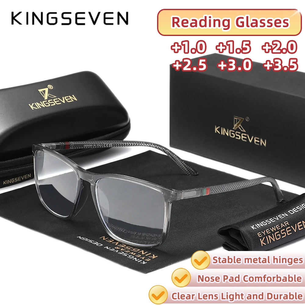 

KINGSEVEN Brand Women Reading Glasses Rectangle Frame Men Optical Lens +1.0~+3.5 Anti-blue light Presbyopia Hyperopia Eyewear