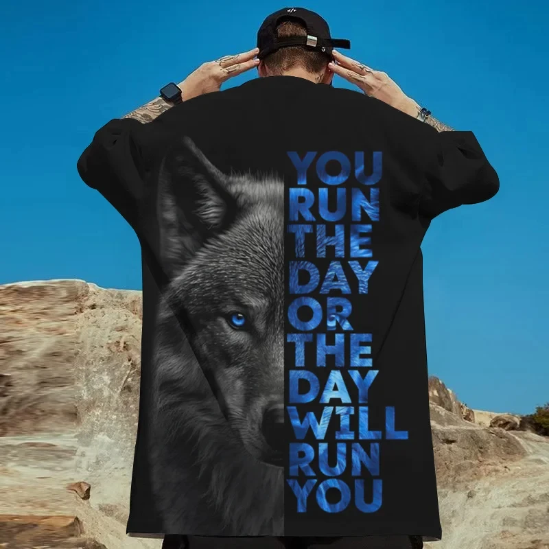 Animal T-Shirts For Men 3d Wolf Print Street Trend Hip Hop T shirt Summer Fashion Casual Oversized Short Sleeve Top Man Clothing